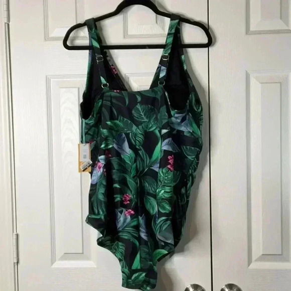Kona Sol Women's Full Coverage Tummy Control Tie-Front One Piece Swimsuit Sz 24 - Picture 7 of 10